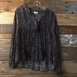 Floral Purple Long Sleeve Blouse